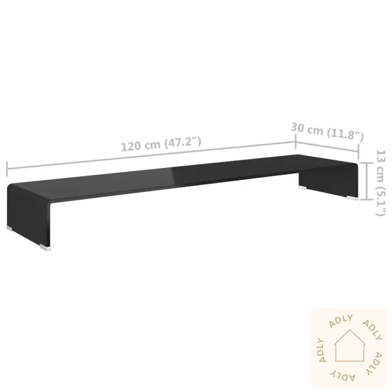 Tv-Benk Glass Svart 120X30X13 Cm
