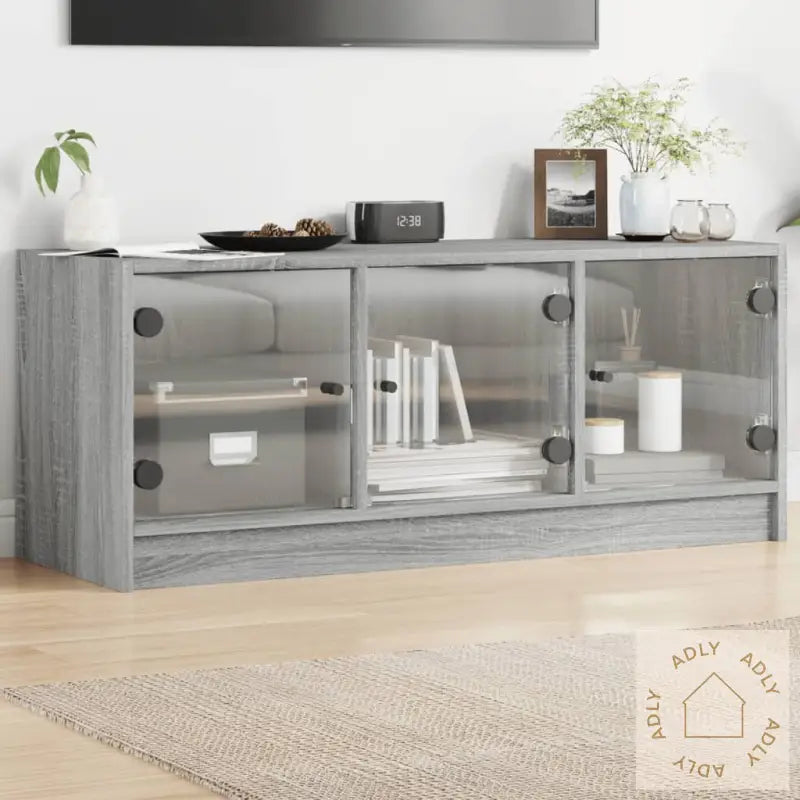 Tv-Benk Med Dør Grå Sonoma 102X37X42 Cm