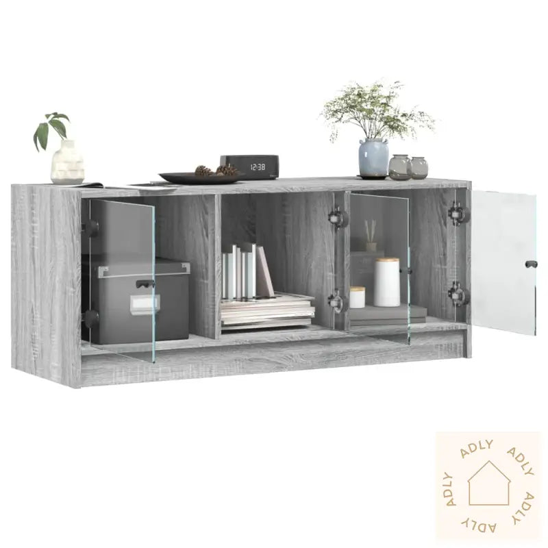 Tv-Benk Med Dør Grå Sonoma 102X37X42 Cm