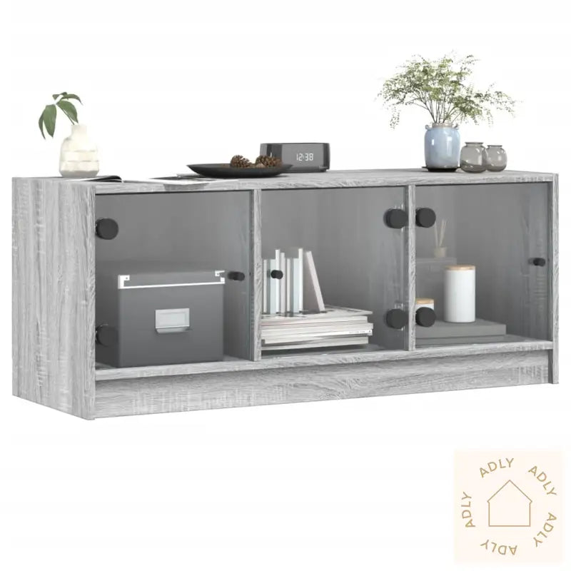 Tv-Benk Med Dør Grå Sonoma 102X37X42 Cm