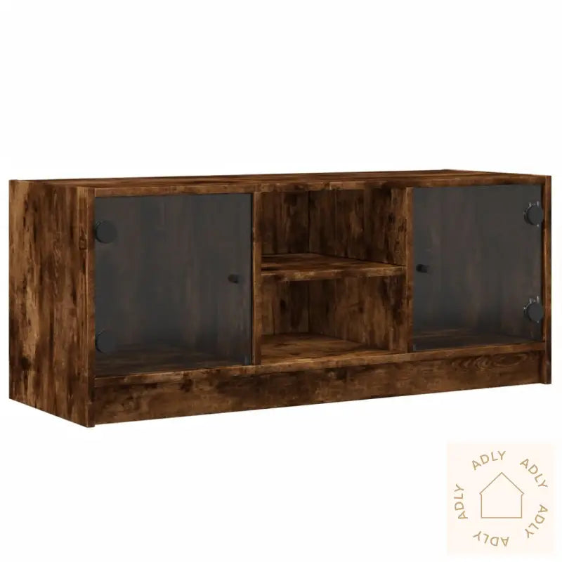 Tv-Benk Med Dør Røkt Eik 102X37X42 Cm