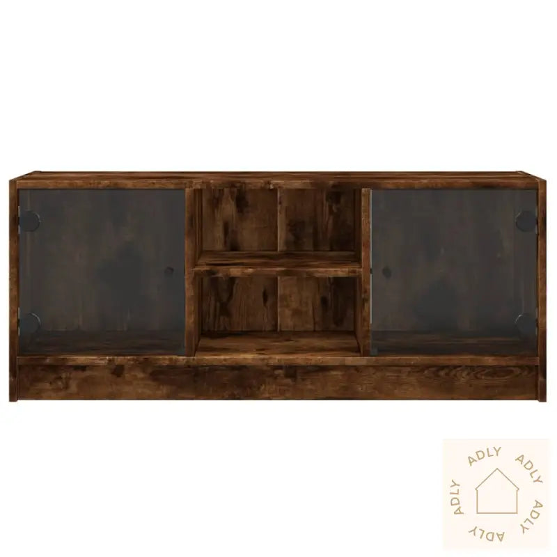 Tv-Benk Med Dør Røkt Eik 102X37X42 Cm