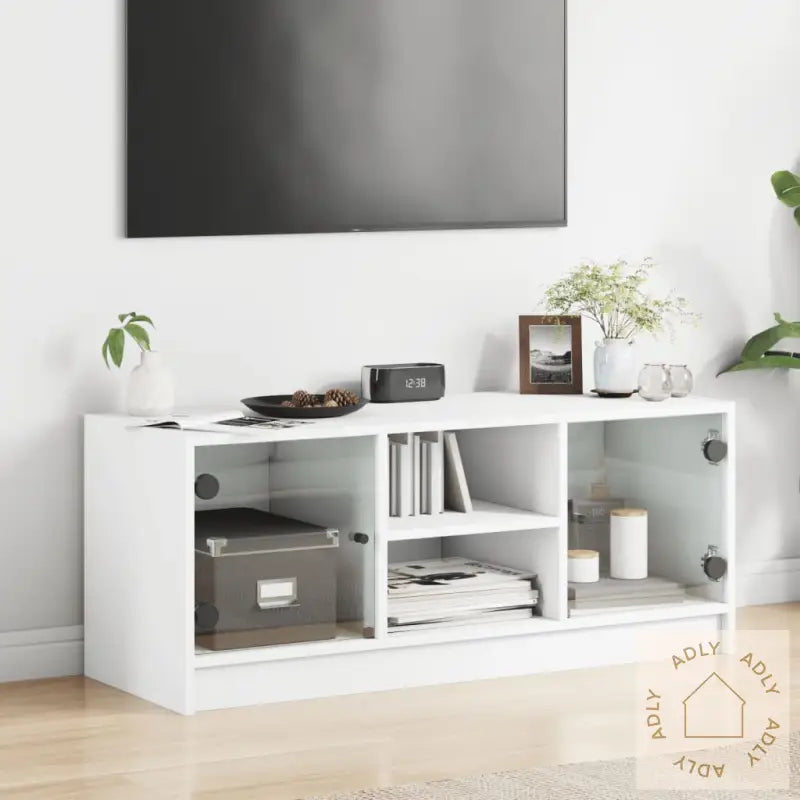 Tv-Benk Med Dør Hvit 102X37X42 Cm