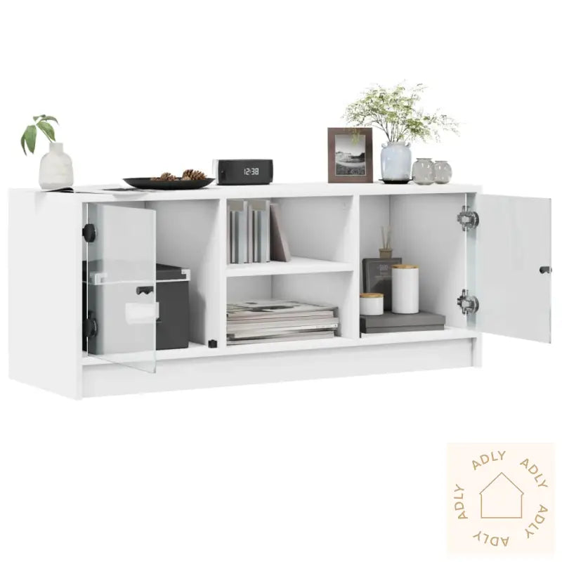 Tv-Benk Med Dør Hvit 102X37X42 Cm