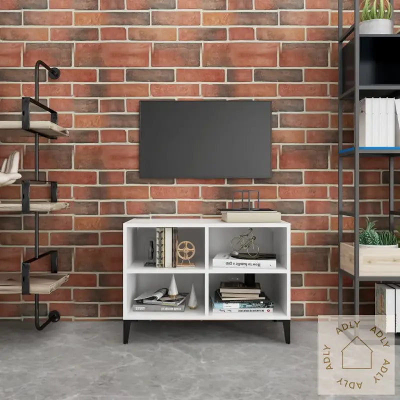 Tv-Benk Med Metallben Hvit 69,5X30X50 Cm