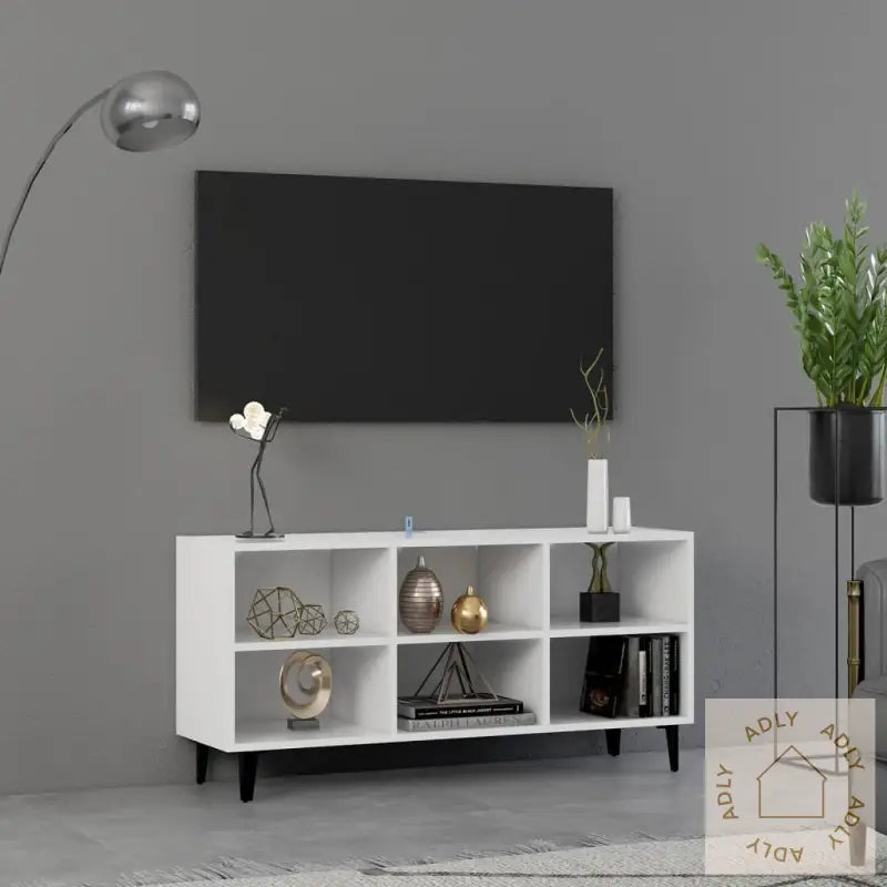 Tv-Benk Med Metallben Hvit 103,5X30X50 Cm