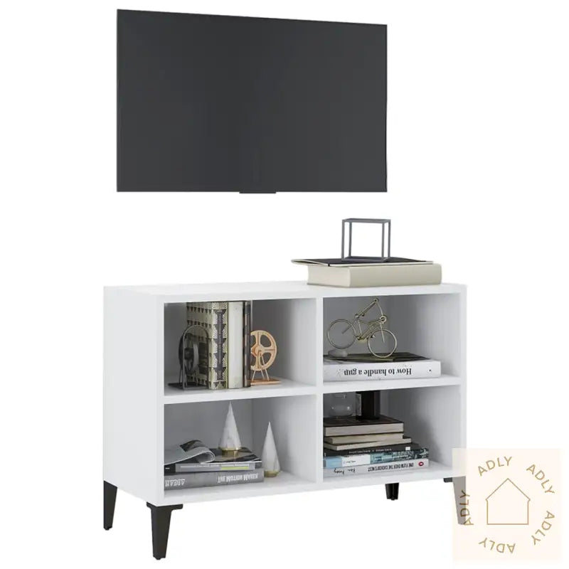 Tv-Benk Med Metallben Hvit 69,5X30X50 Cm