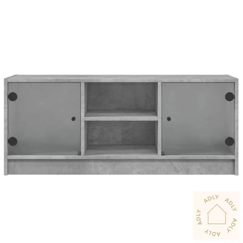 Sideskap Med Glassdører Betonggrå 102X37X42 Cm
