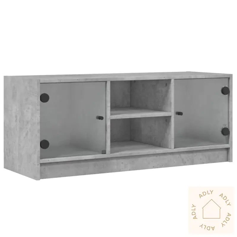 Sideskap Med Glassdører Betonggrå 102X37X42 Cm