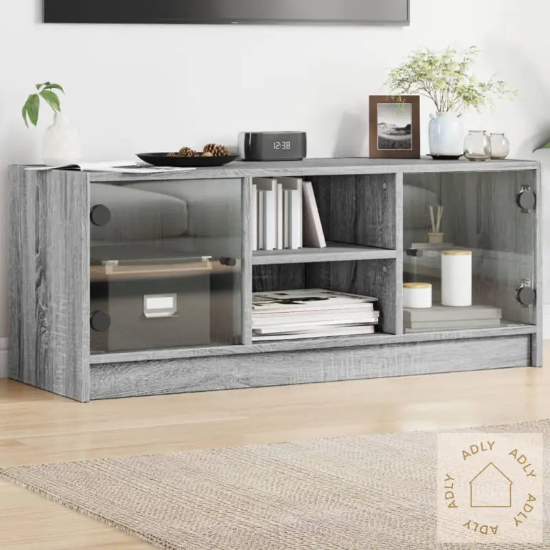 Tv-Benk Med Dør Grå Sonoma 102X37X42 Cm