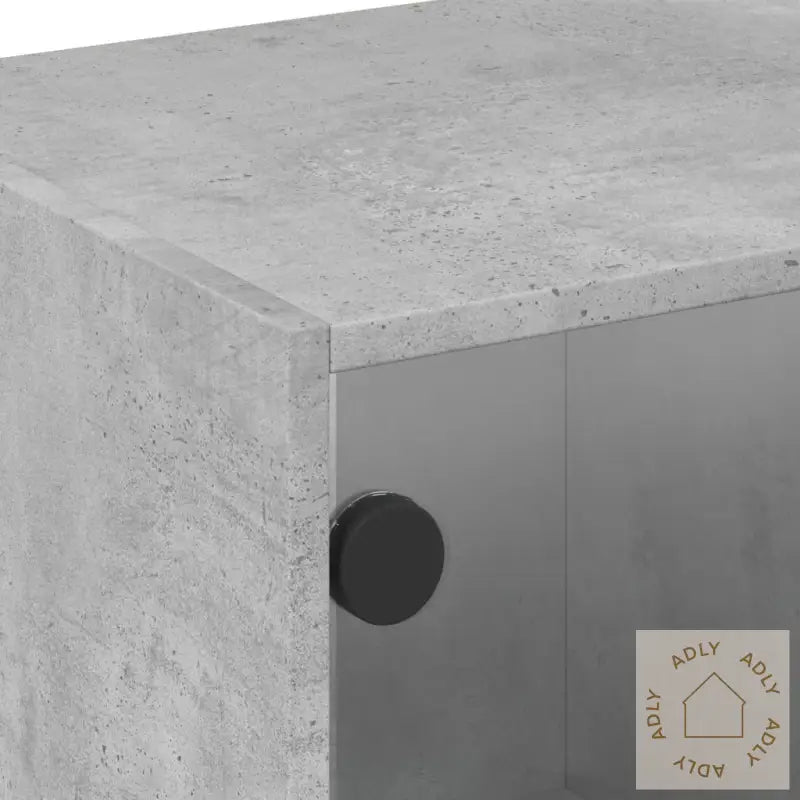 Sideskap Med Glassdører Betonggrå 102X37X42 Cm