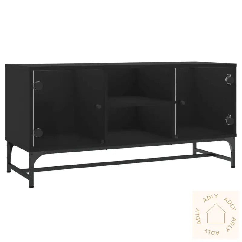 Tv-Benk Med Dør Svart 102X37X50 Cm