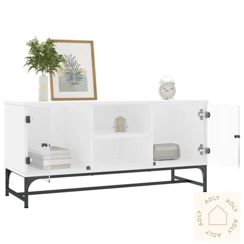 Tv-Benk Med Dør Hvit 102X37X50 Cm