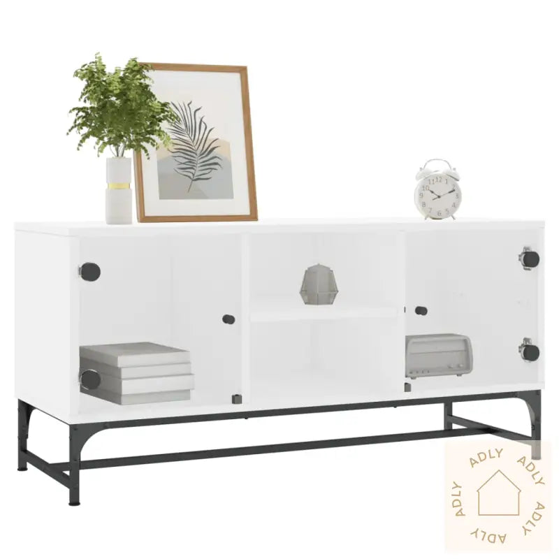Tv-Benk Med Dør Hvit 102X37X50 Cm