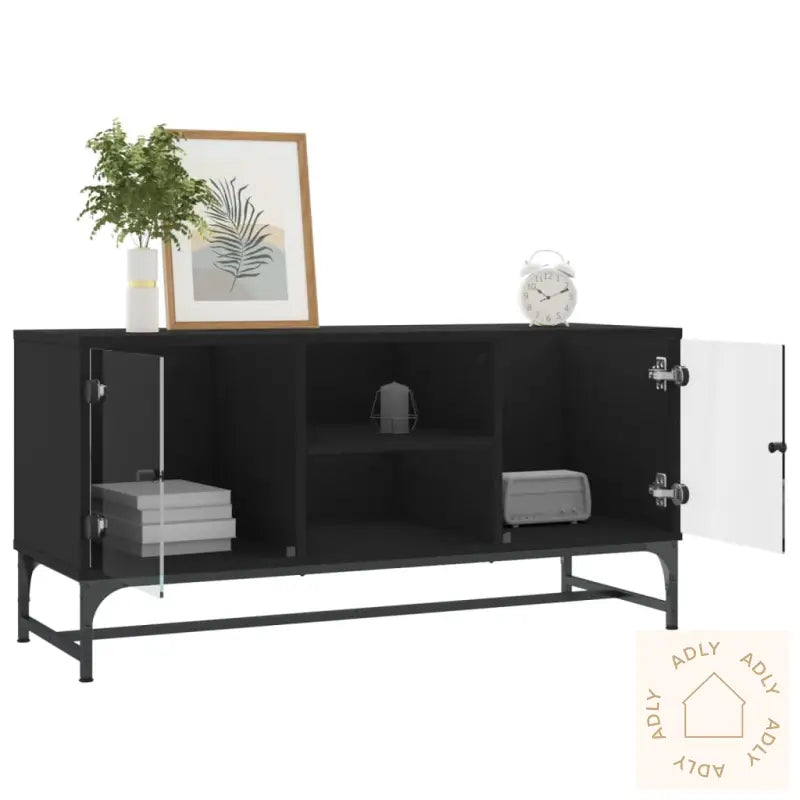 Tv-Benk Med Dør Svart 102X37X50 Cm