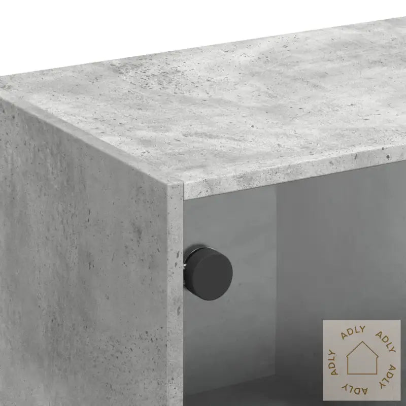 Sideskap Med Glassdører Betonggrå 102X37X42 Cm