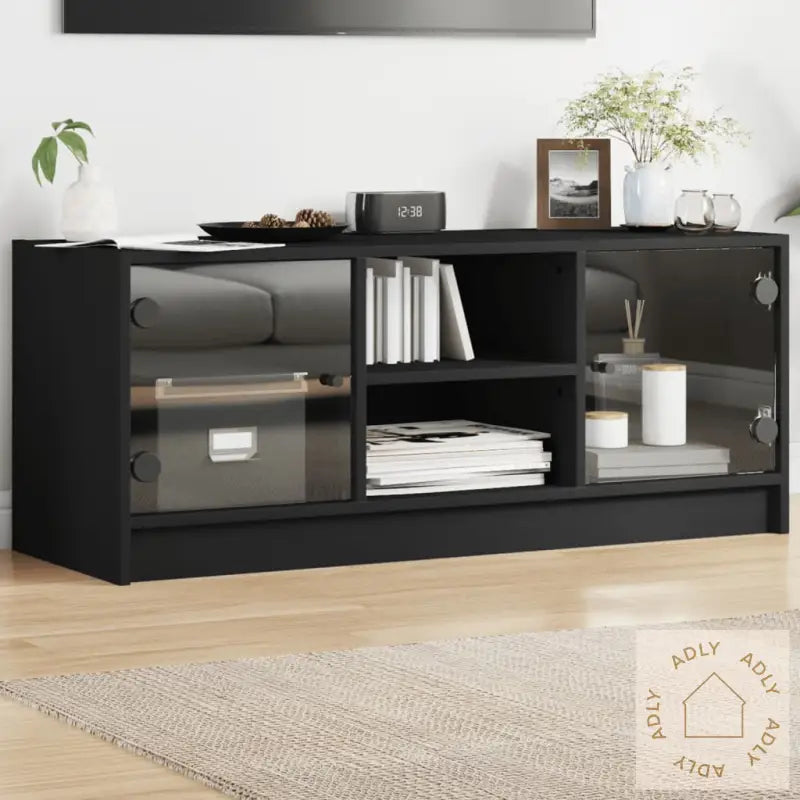 Tv-Benk Med Dør Svart 102X37X42 Cm