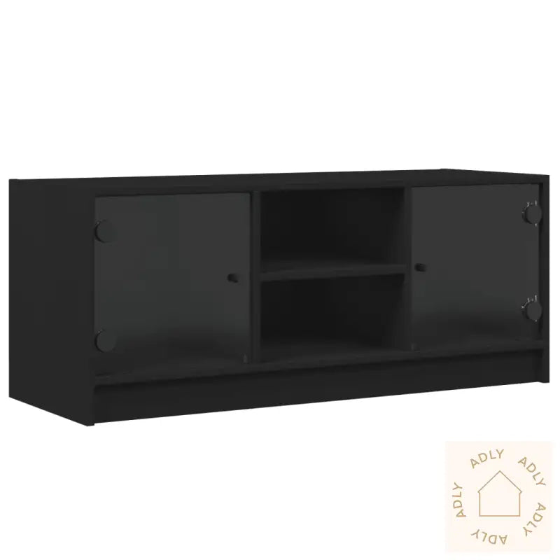 Tv-Benk Med Dør Svart 102X37X42 Cm