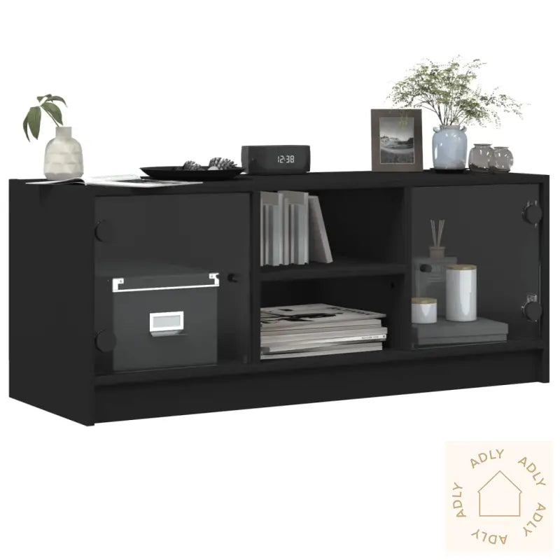 Tv-Benk Med Dør Svart 102X37X42 Cm