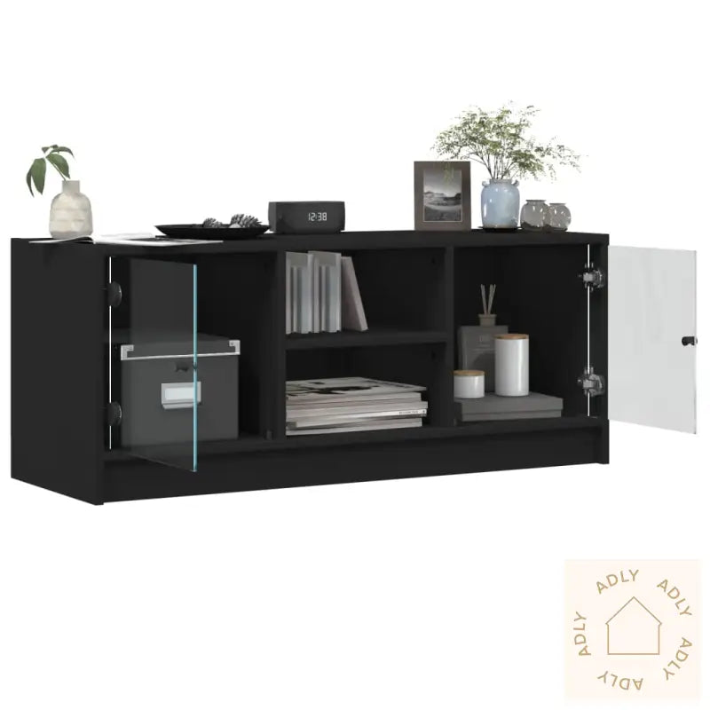 Tv-Benk Med Dør Svart 102X37X42 Cm