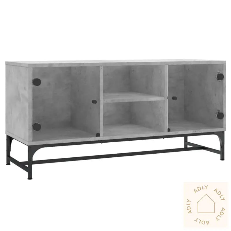 Sideskap Med Glassdører Betonggrå 102X37X50 Cm