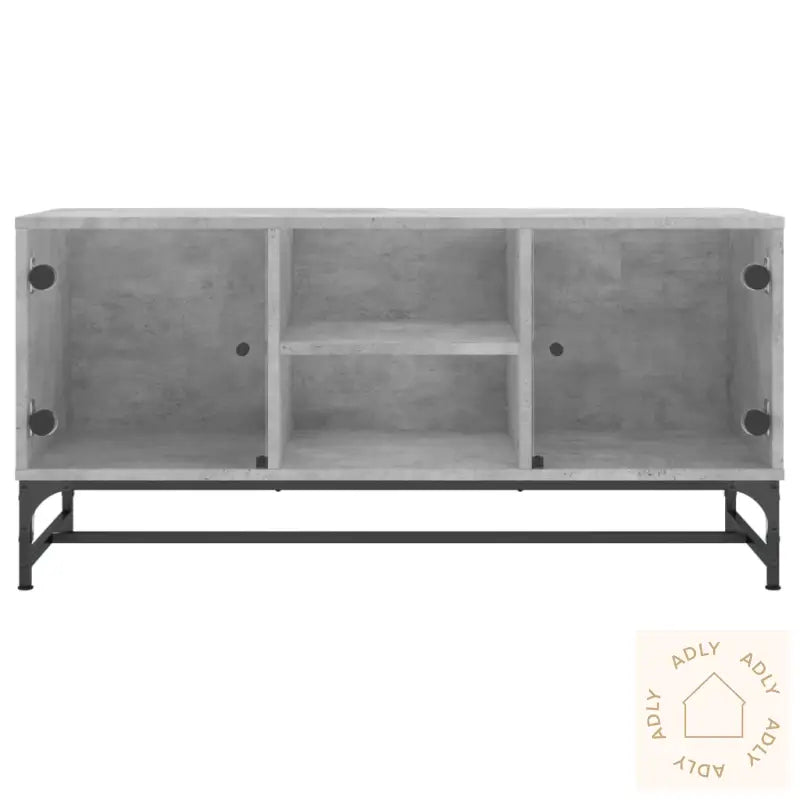 Sideskap Med Glassdører Betonggrå 102X37X50 Cm