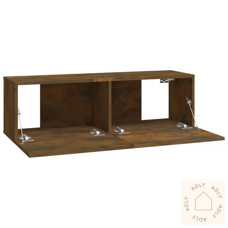 Vegghengte Tv-Benker 2 Stk Røkt Eik 100X30X30 Cm Konstruert Tre