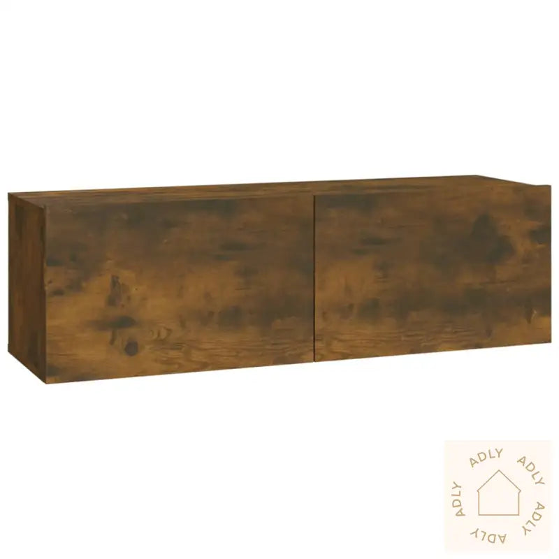 Vegghengte Tv-Benker 2 Stk Røkt Eik 100X30X30 Cm Konstruert Tre