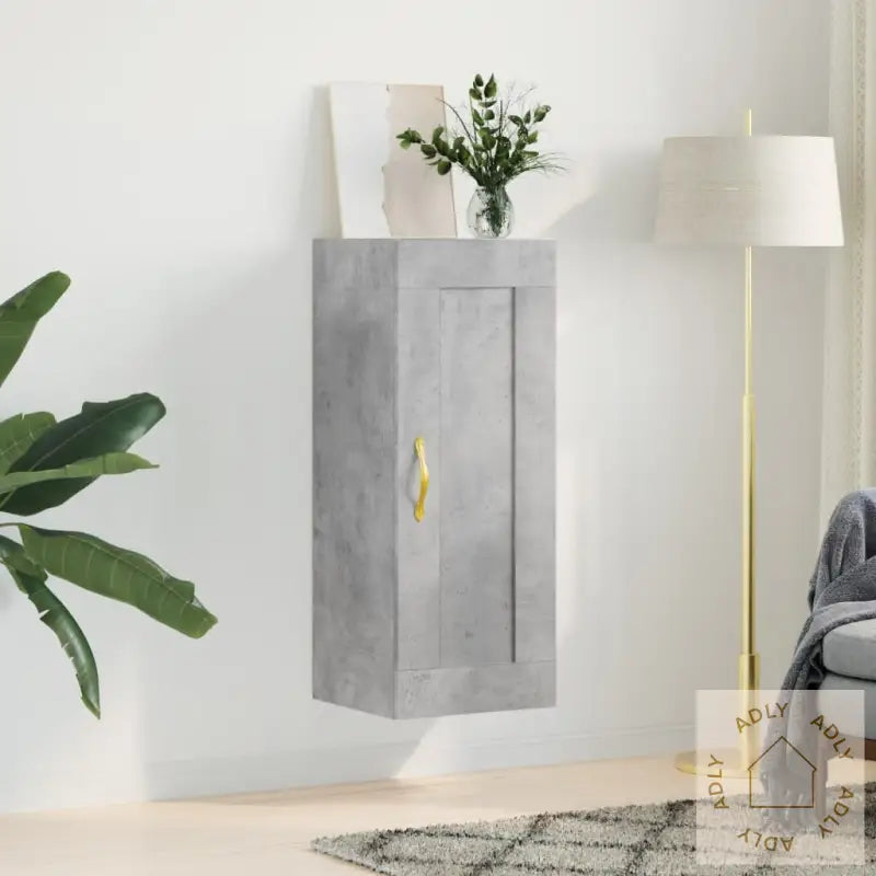 Veggskap Betonggrå 34,5X34X90 Cm Konstruert Tre