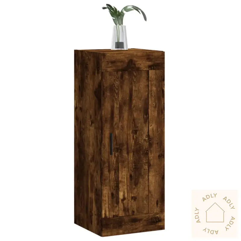 Veggskap Røkt Eik 34,5X34X90 Cm Konstruert Tre