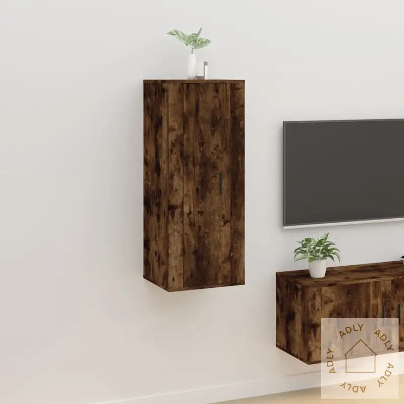 Vegghengt Tv-Benk Røkt Eik 40X34,5X100 Cm