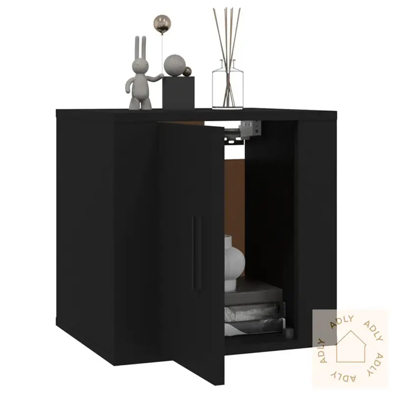 Vegghengt Tv-Benk Sort 40X34,5X40 Cm