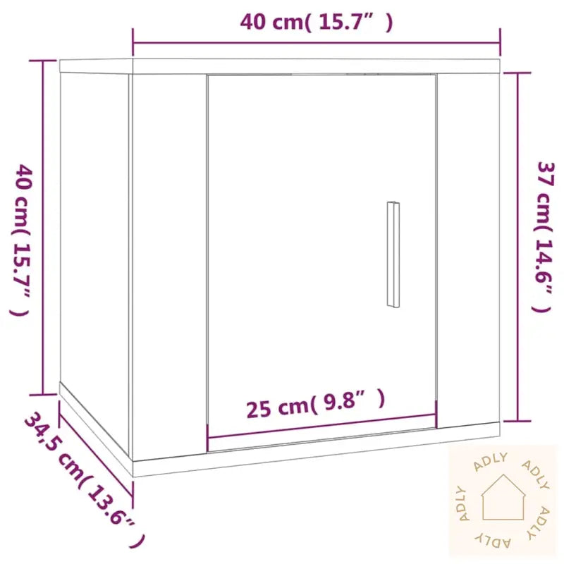 Vegghengt Tv-Benk Sort 40X34,5X40 Cm
