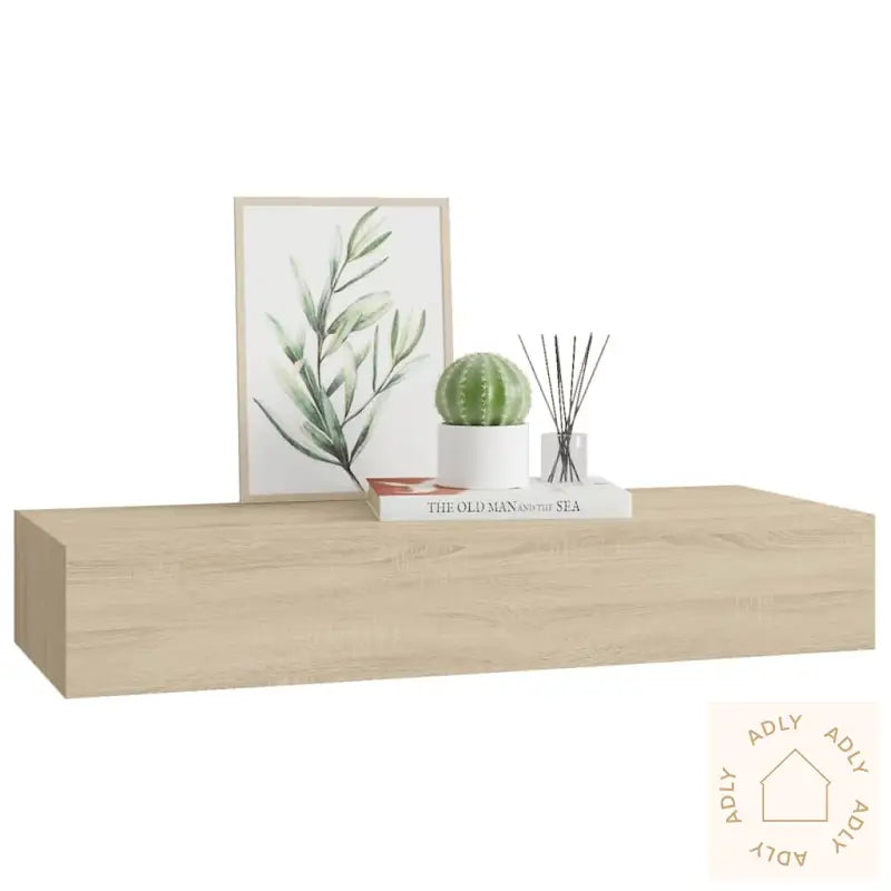Veggmontert Skuffehylle Eik 60X23,5X10 Cm Mdf