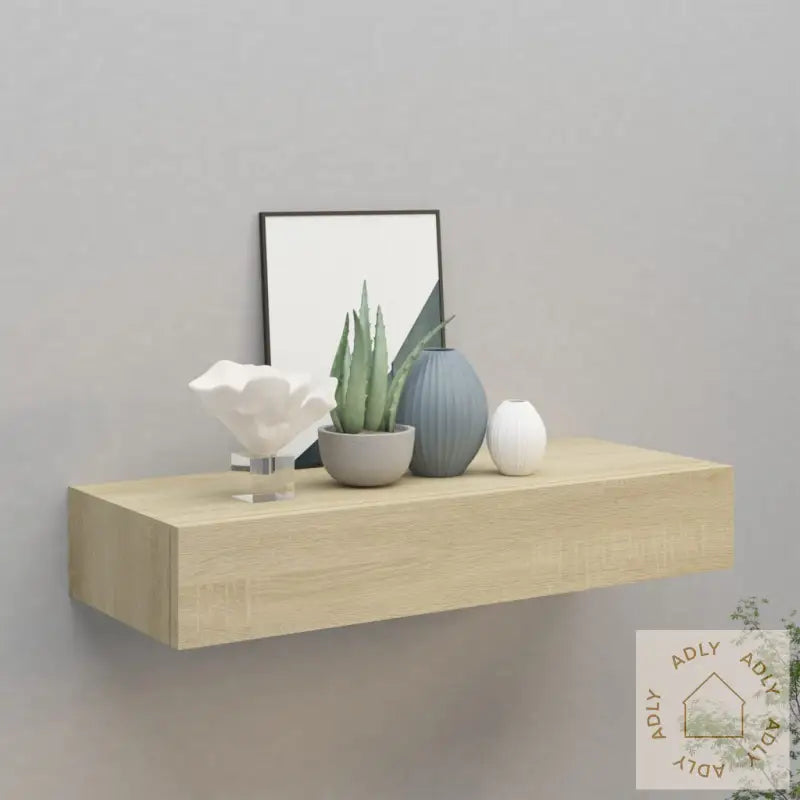 Veggmontert Skuffehylle Eik 60X23,5X10 Cm Mdf