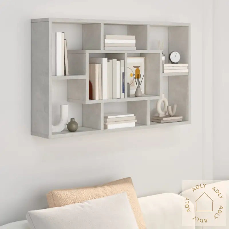 Vegghylle Betonggrå 85X16X52,5 Cm Konstruert Tre