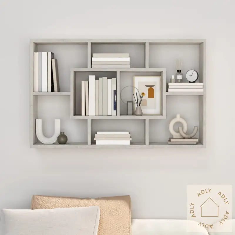 Vegghylle Betonggrå 85X16X52,5 Cm Konstruert Tre