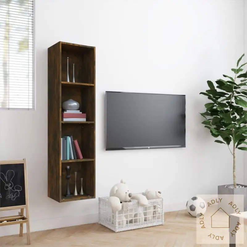 Bokhylle/Tv-Benk Røkt Eik 143X30X36 Cm Konstruert Tre