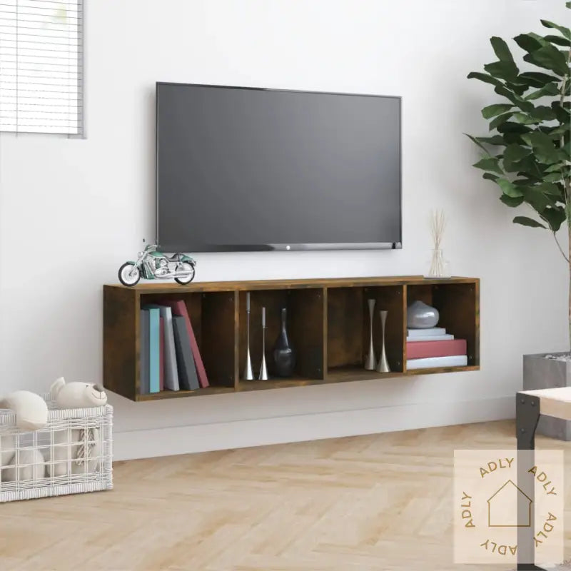 Bokhylle/Tv-Benk Røkt Eik 143X30X36 Cm Konstruert Tre