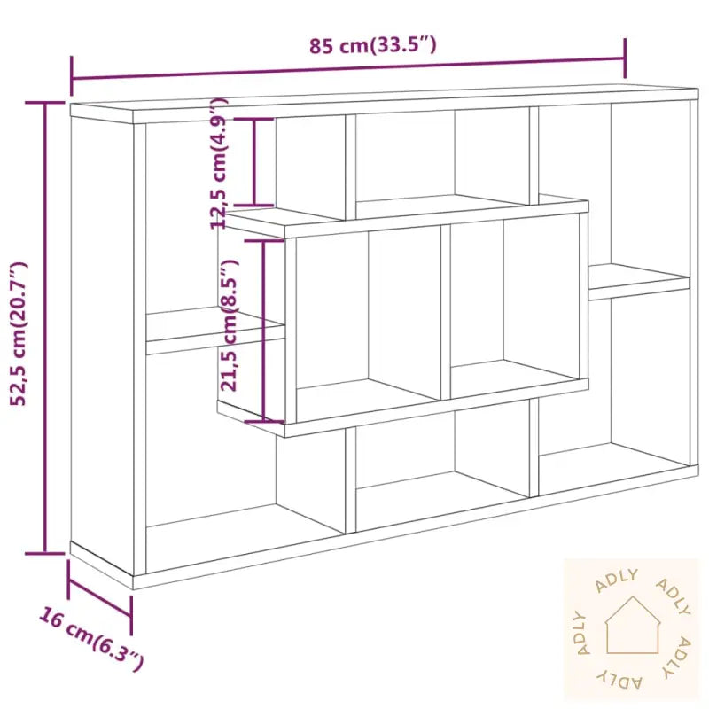 Vegghylle Høyglans Hvit 85X16X52,5 Cm Konstruert Tre