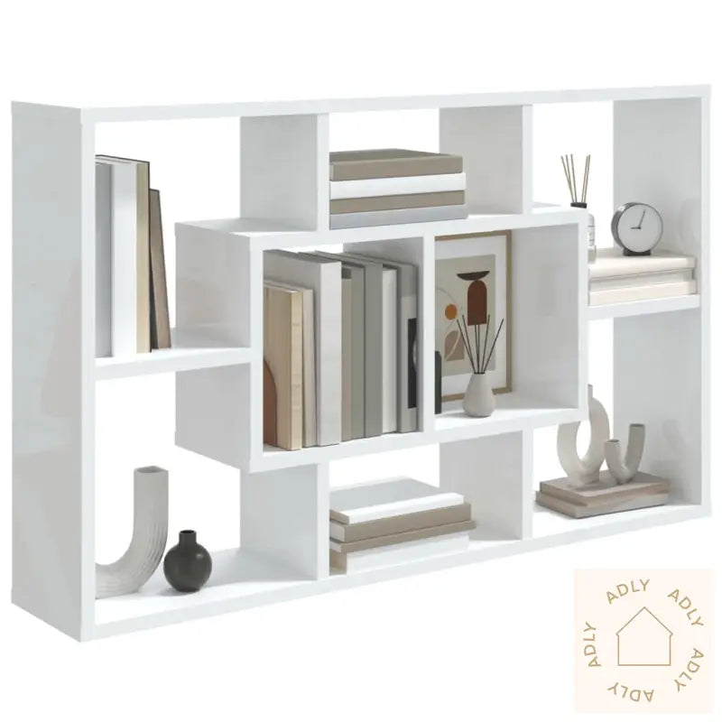 Vegghylle Høyglans Hvit 85X16X52,5 Cm Konstruert Tre