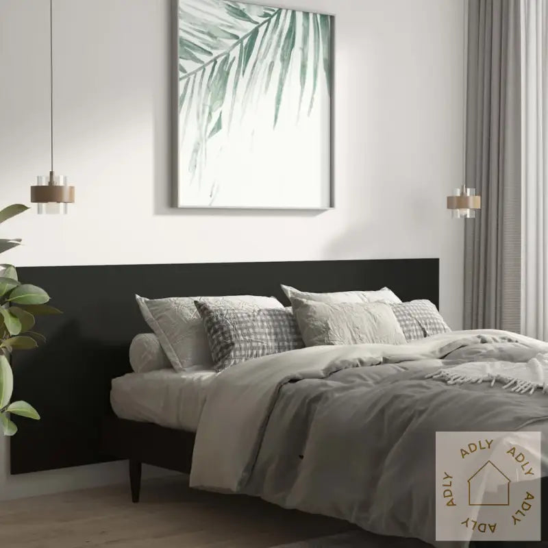 Veggmontert Sengegavl Svart 240X1,5X80 Cm Konstruert Tre