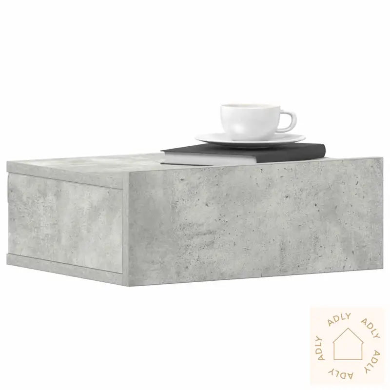 Flytende Nattbord Betonggrå 40X30X15 Cm Konstruert Tre