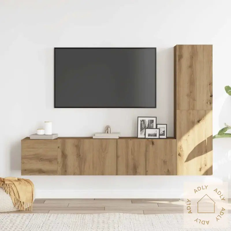 Vegghengte Tv-Benker 3 Stk Artisan Eik Konstruert Tre