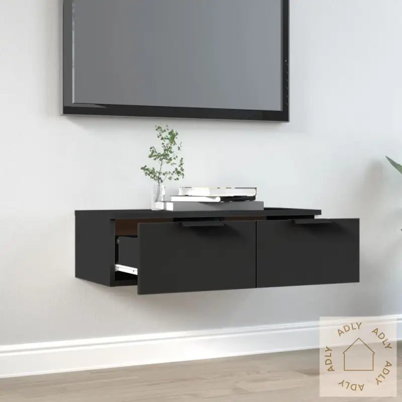 Veggskap Svart 68X30X20 Cm Konstruert Tre
