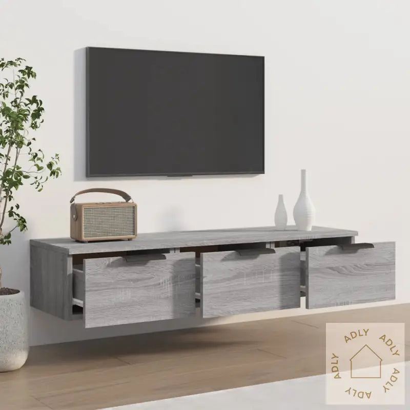 Veggskap Grå Sonoma 102X30X20 Cm Konstruert Tre