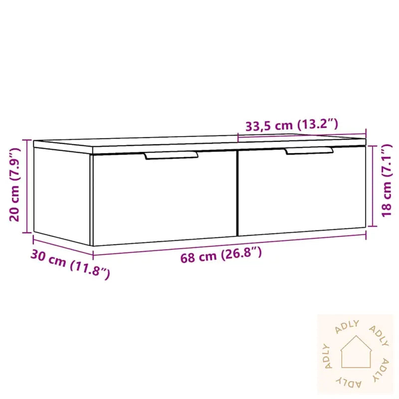 Veggskap Artisan Eik 68X30X20 Cm Konstruert Tre