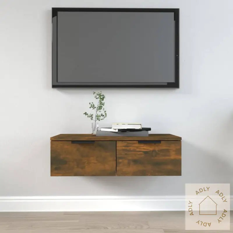 Veggskap Røkt Eik 68X30X20 Cm Konstruert Tre