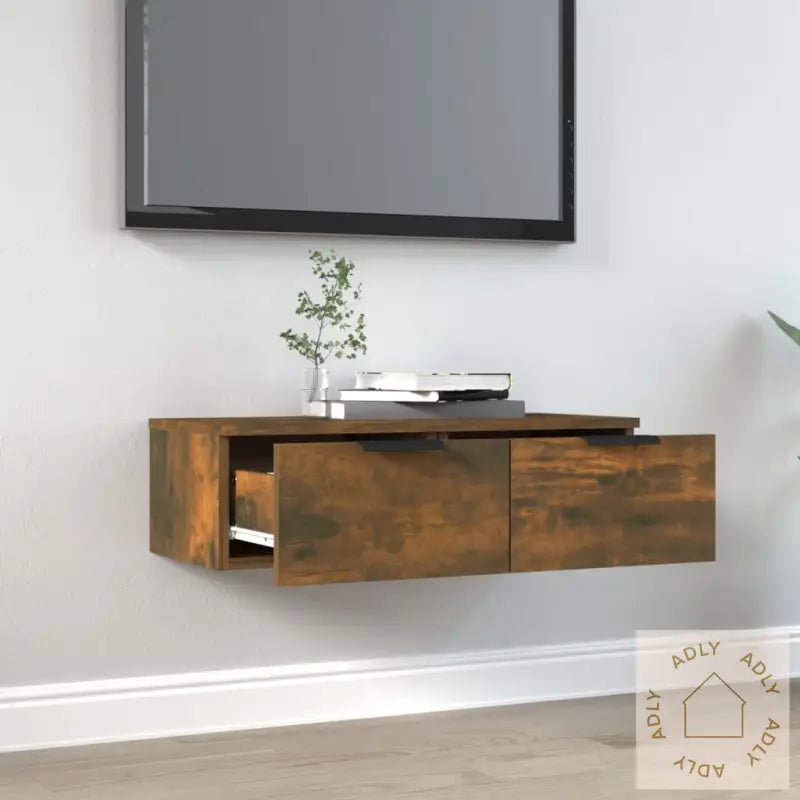 Veggskap Røkt Eik 68X30X20 Cm Konstruert Tre