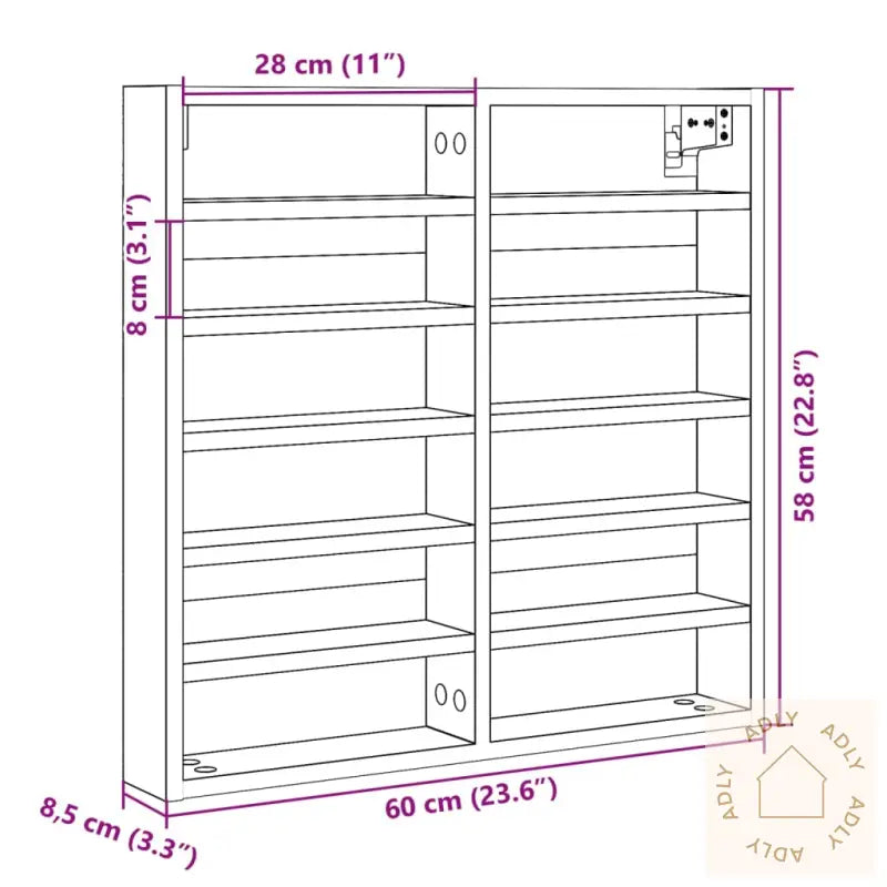 Hyller Røkt Eik 60X8,5X58 Cm Konstruert Tre